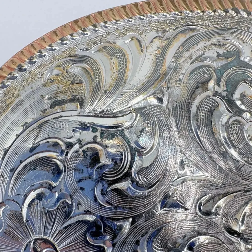 Montana Silversmith Silver Plates Floral Swirl Belt Buckle with Gold-Tone Border - Picture 3 of 6